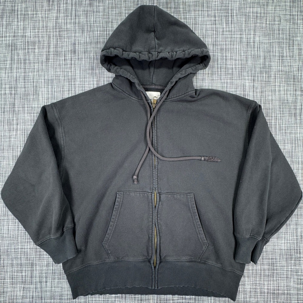 American Eagle Womens Full Zip Fleece Hoodie Gray XS/S Relaxed Y2K Streetwear